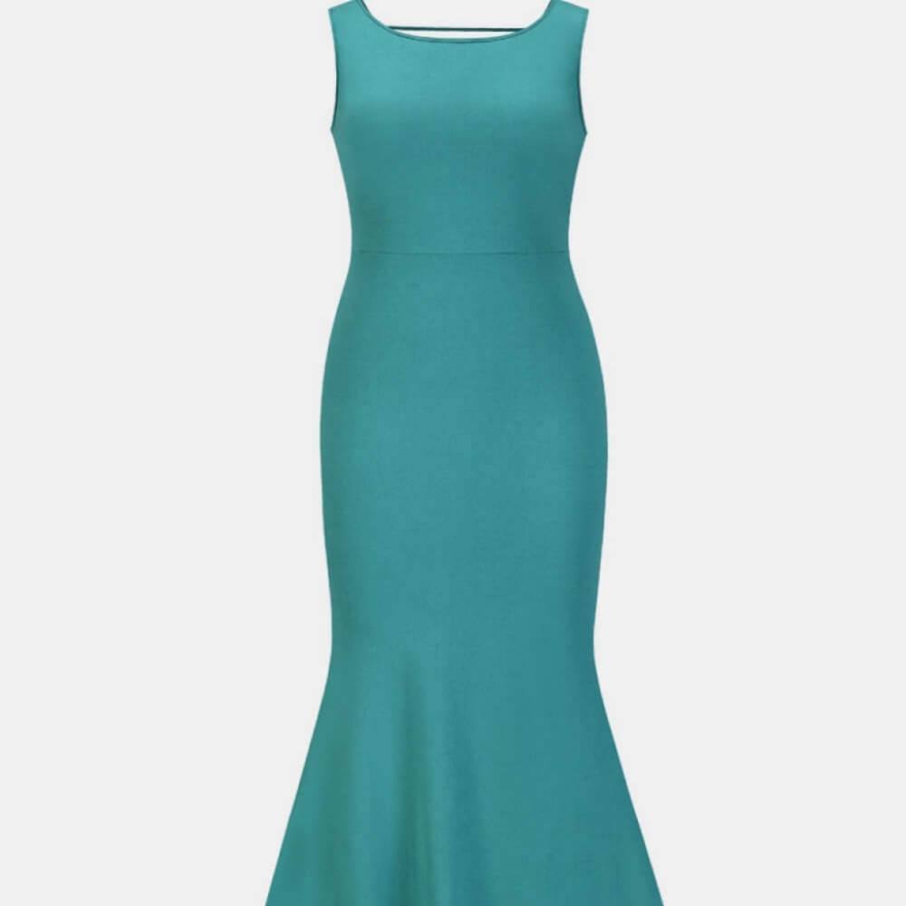 Ruffled Backless Fishtail Dress
